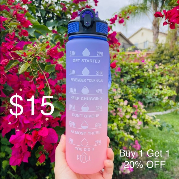 Bouteille D'Eau De Motivation De 1 Litre Avec Marqueur De Temps,Gourde